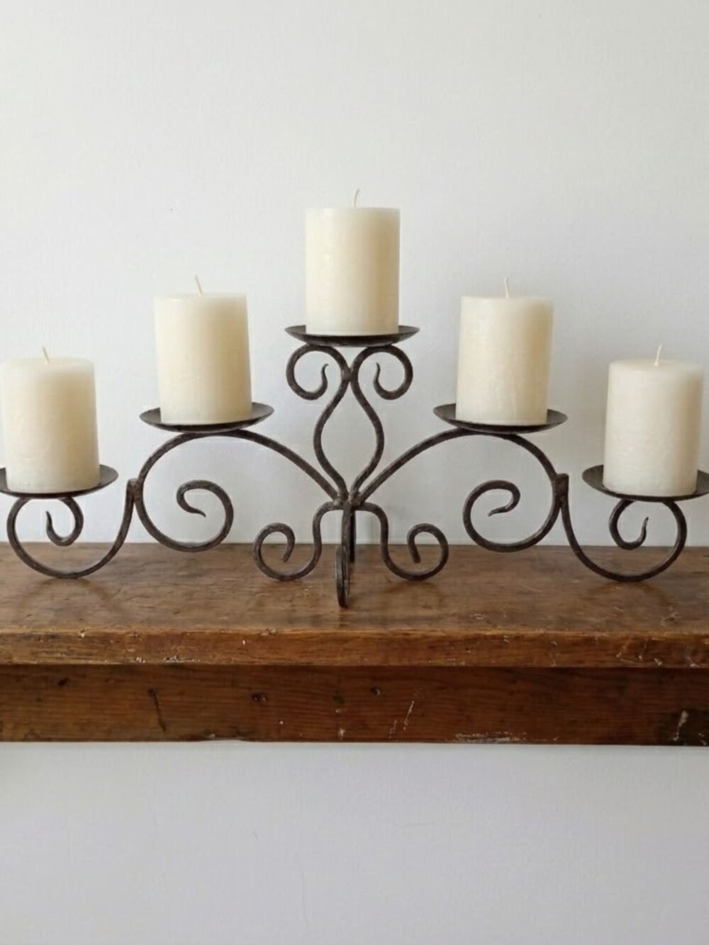Vintage Style Wrought Iron Candelabra 5-Arm Metal Candle Holder Hammered Finish